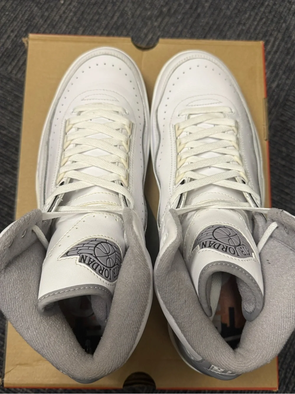 Jordan 2 Retro Cement Grey - Men's White and Gray High-Top Sneakers